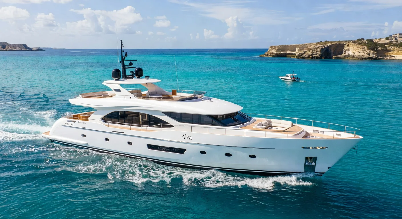 The superyacht Alva, Damen Yachting's eighth Amels 60, sails towards Malta for luxury charters.