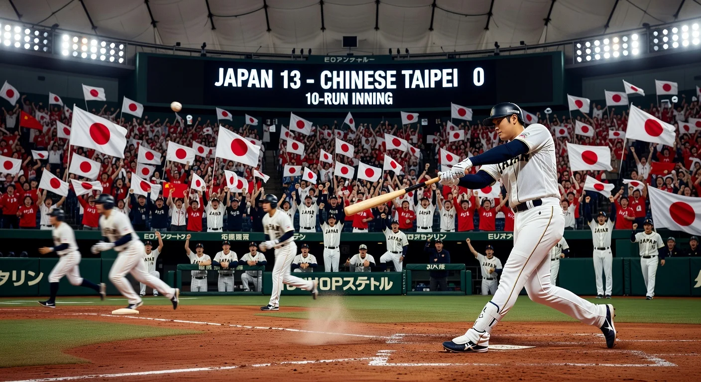 Shohei Ohtani hits a grand slam in Japan's dominant 13-0 WBC opener win over Chinese Taipei at Tokyo Dome.