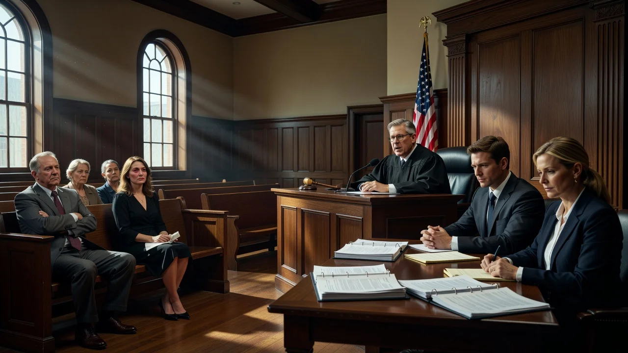 Realistic courtroom scene of judge granting evidence transparency in Charlie Kirk murder pretrial hearing
