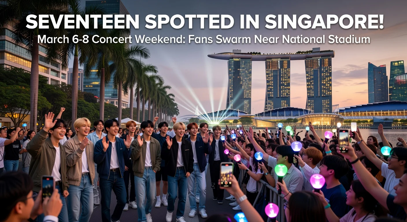 Seventeen K-pop members spotted interacting with fans near Singapore's National Stadium during their concert weekend.