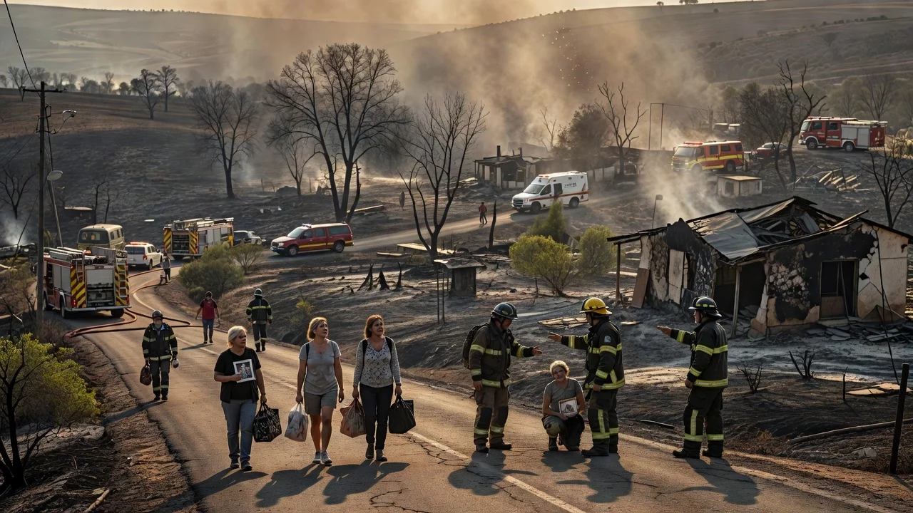 Evacuees returning home after Los Gallardos wildfire searches conclude with no additional victims and fire stabilized.