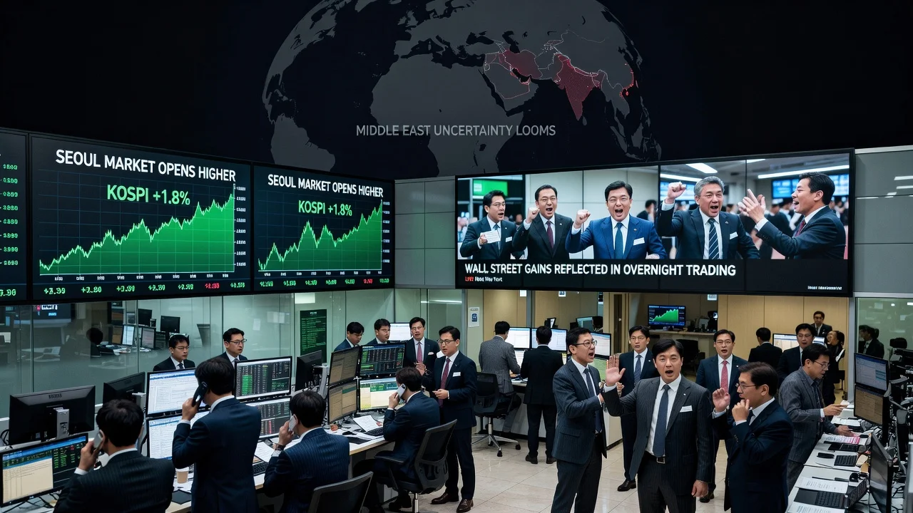 Seoul stock market rising amid Wall Street gains with Middle East concerns