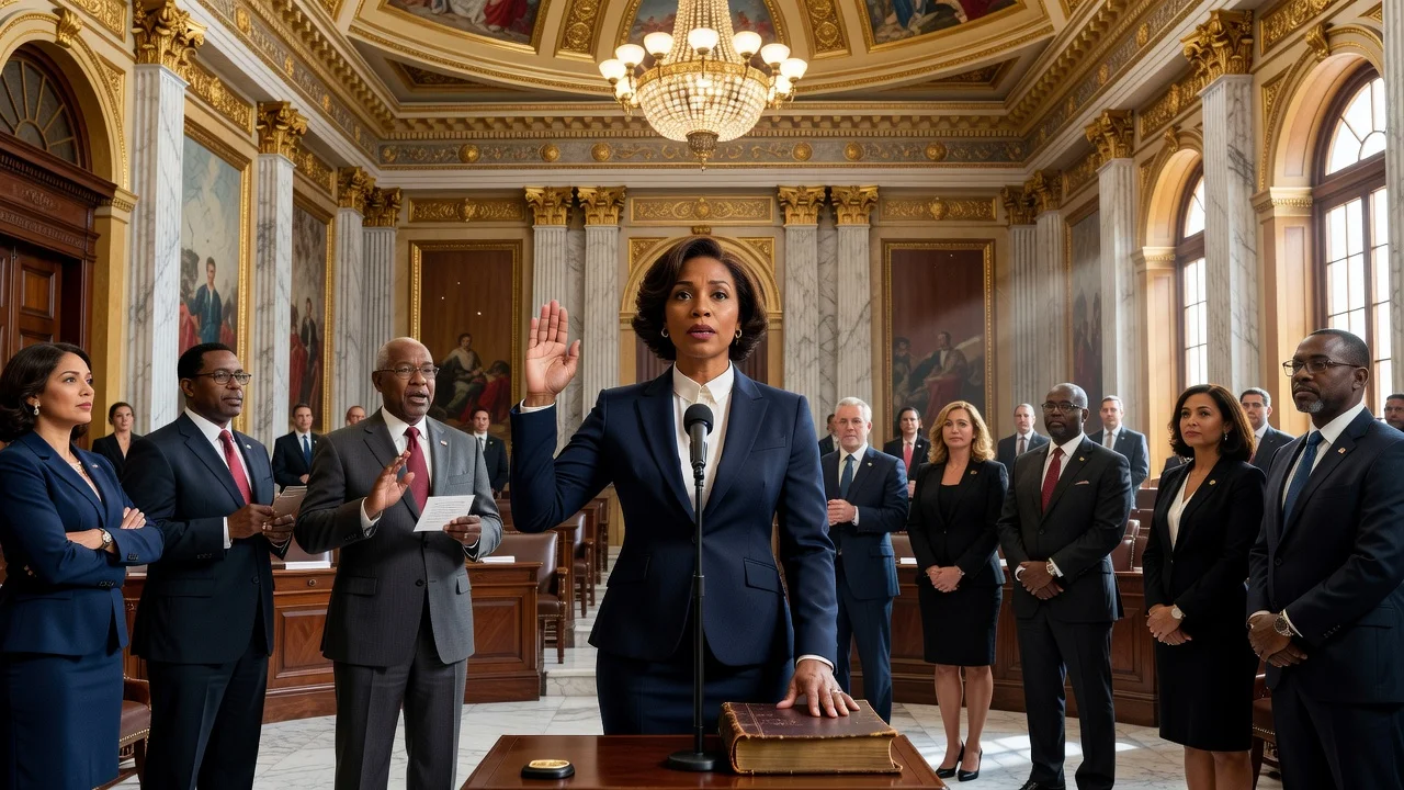 Darline Graham Nordone taking the oath as South Carolina senator in the Capitol.