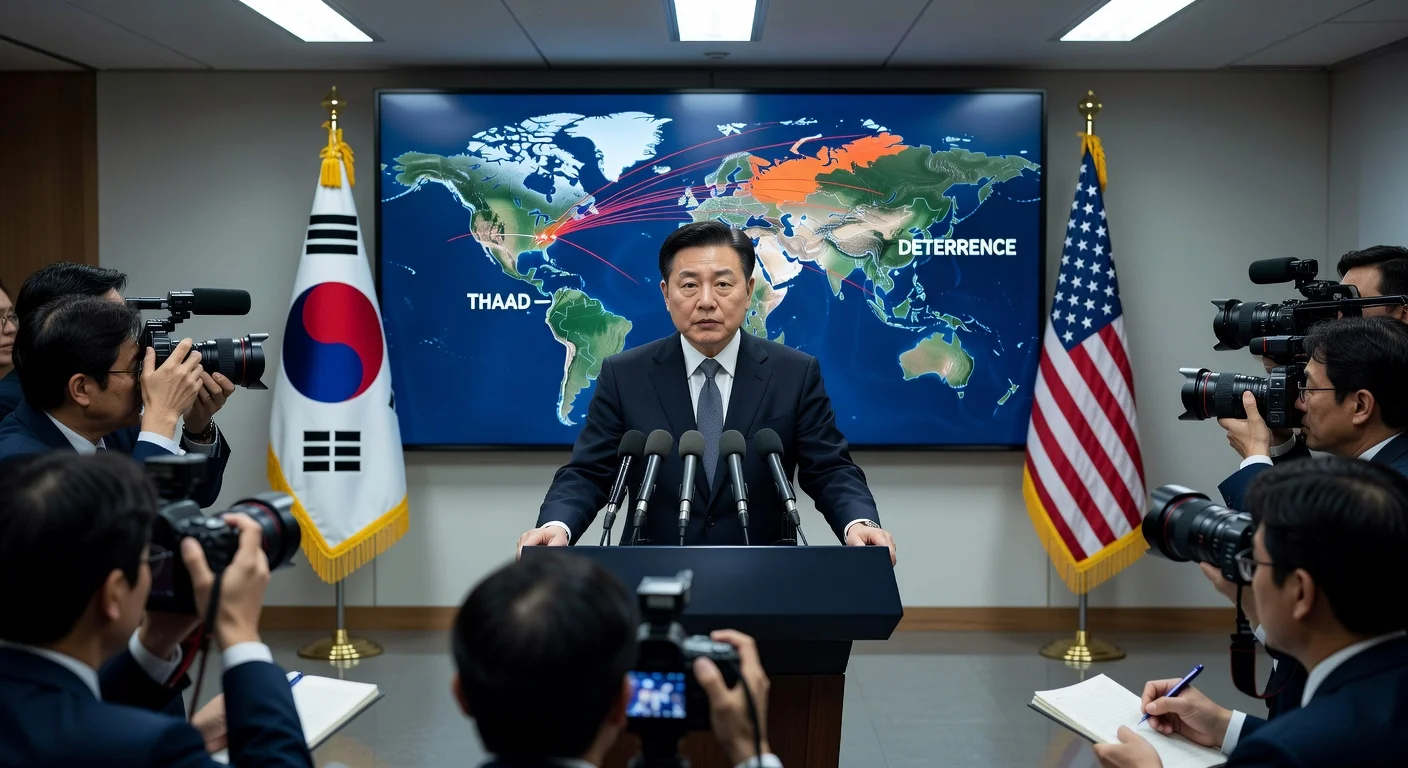 South Korean President Lee Jae-myung voices concerns over US THAAD redeployment to Middle East at press conference.