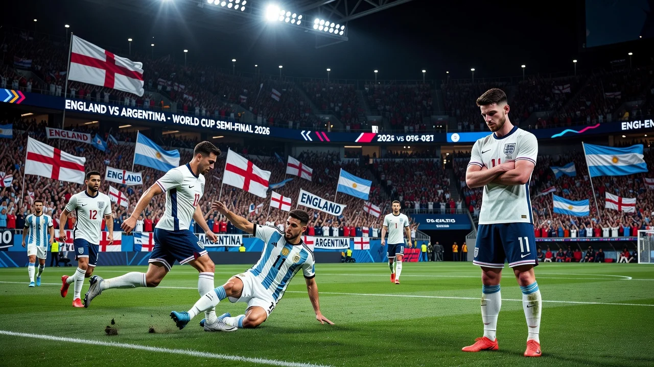 England and Argentina soccer teams playing in World Cup semi-final with Declan Rice concern