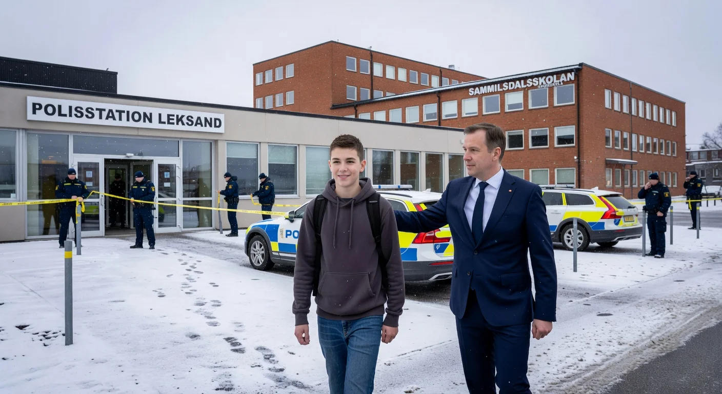 Teenage boy cleared and released after brief detention over school threat hoax in Leksand, Sweden.