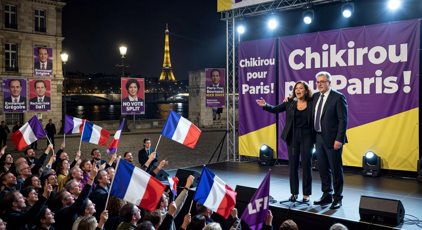 Jean-Luc Mélenchon backs LFI's Sophia Chikirou at her final Paris mayoral campaign rally amid rival tensions.
