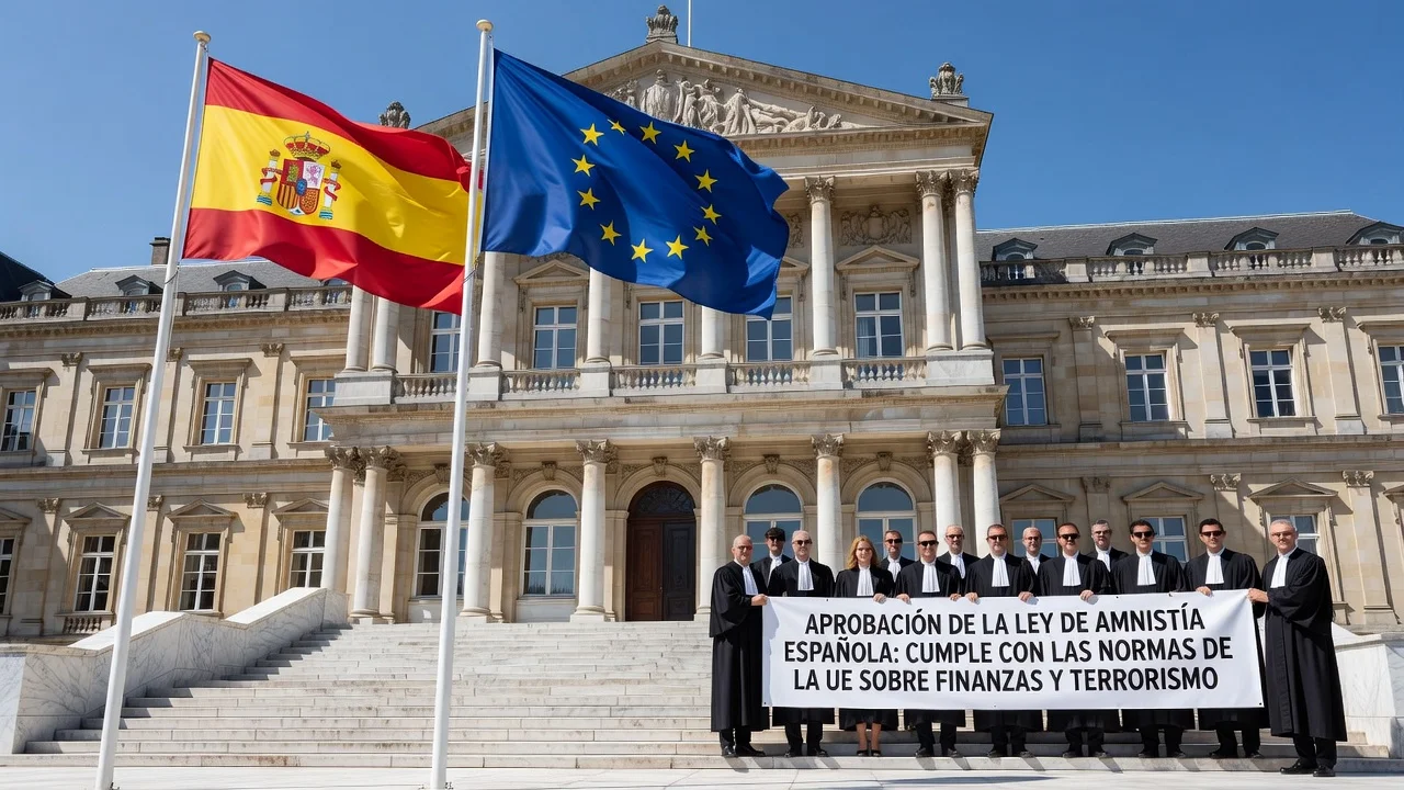Illustration of the EU Court of Justice supporting the Spanish amnesty law.