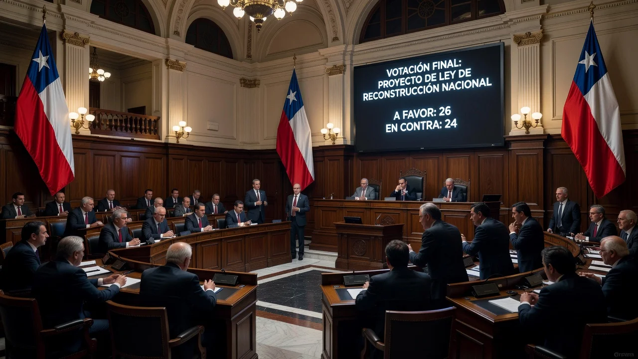 Chilean Senate chamber during narrow vote approval of reconstruction reform bill