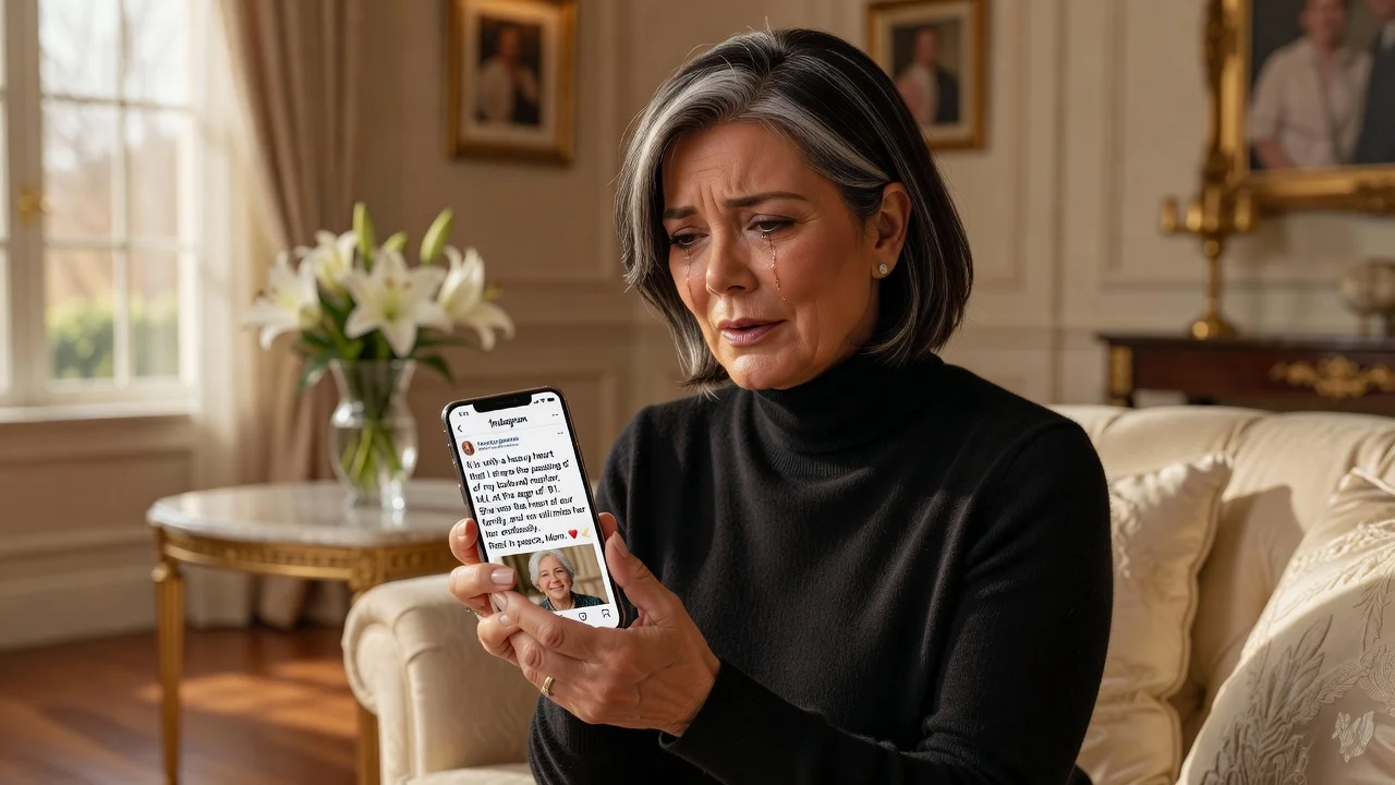 Illustration of Kris Jenner mourning her mother MJ's death at age 91