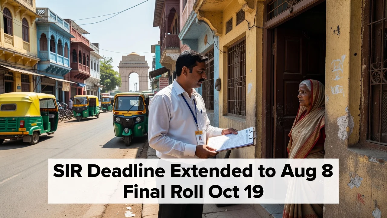 Election official verifying voter details door-to-door in Delhi for the special intensive revision of electoral rolls.