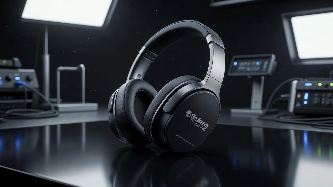 Illustration of Skullcandy Crusher 1080 headphones with Bose features for a news article.