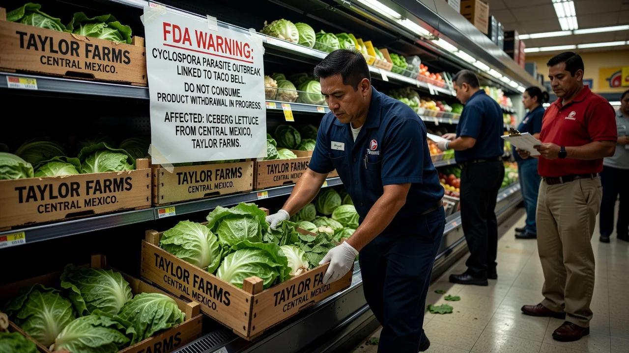 Crates of Taylor Farms iceberg lettuce withdrawn from store shelves amid Cyclospora outbreak warning