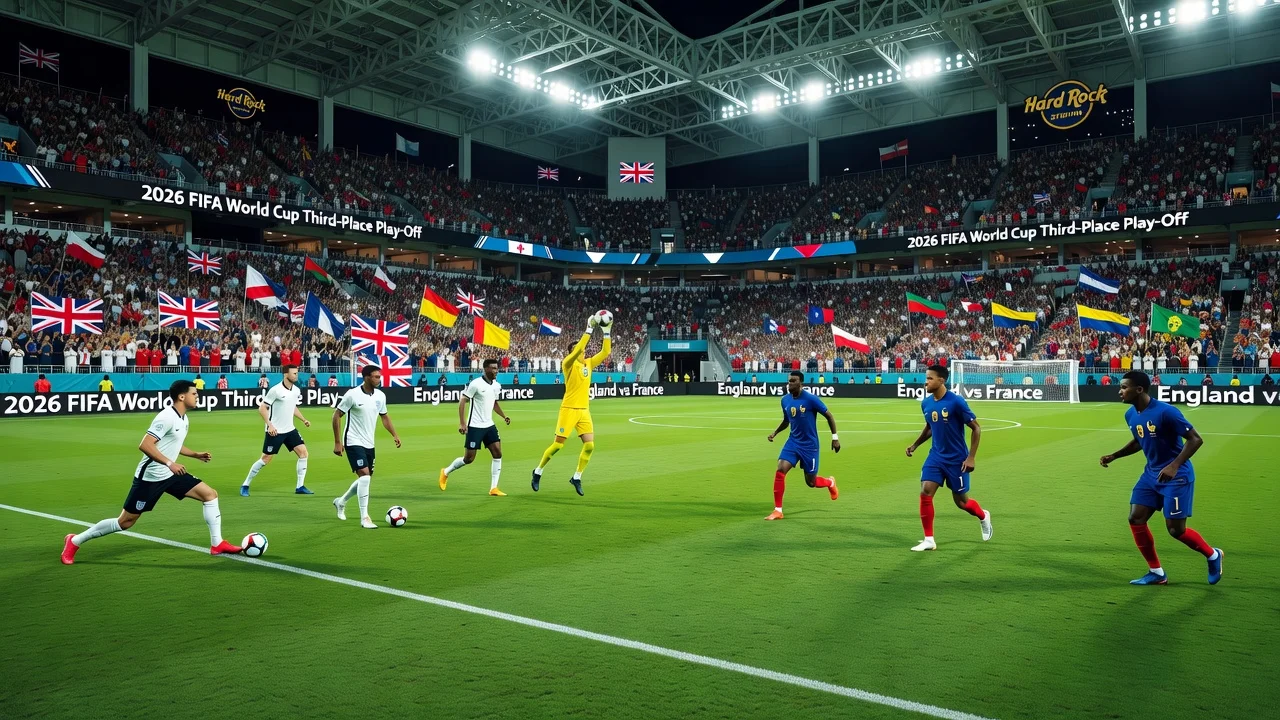 England and France football teams preparing for World Cup match at Hard Rock Stadium in Miami