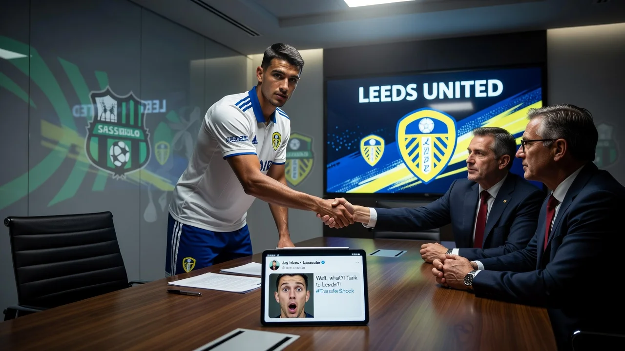 Tarik Muharemovic signing contract for Leeds United with social media reaction from Jay Idzes