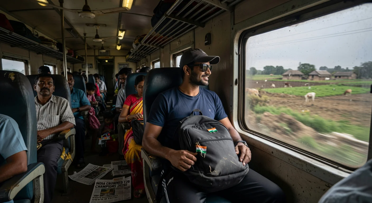 Shivam Dube travels humbly by train incognito after India's T20 World Cup triumph, heading home to his children.
