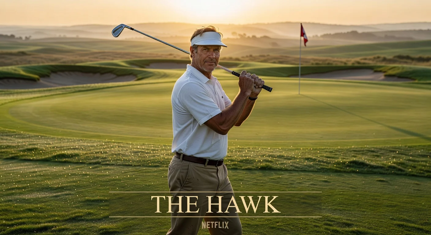 Will Ferrell portraying golf legend Lonnie 'The Hawk' Hawkins on a sunlit golf course, illustrating Netflix's upcoming comedy series announcement.