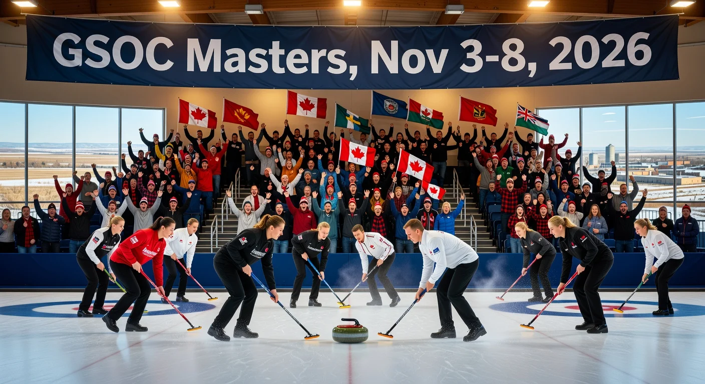 Co-op Place arena in Medicine Hat packed with spectators and curlers for the GSOC Masters event.