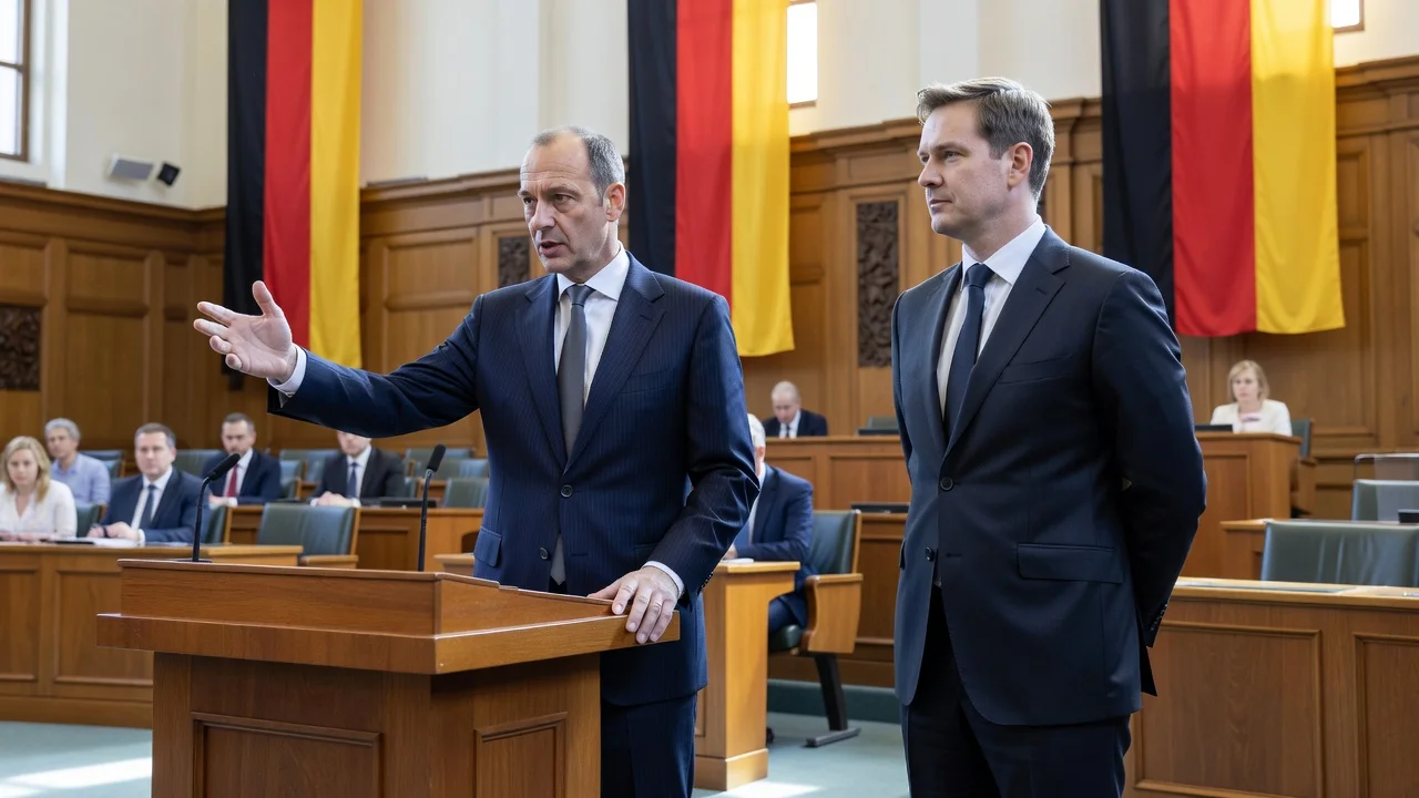 Chancellor Merz proposing Thorsten Frei in the Bundestag for parliamentary group leader position.