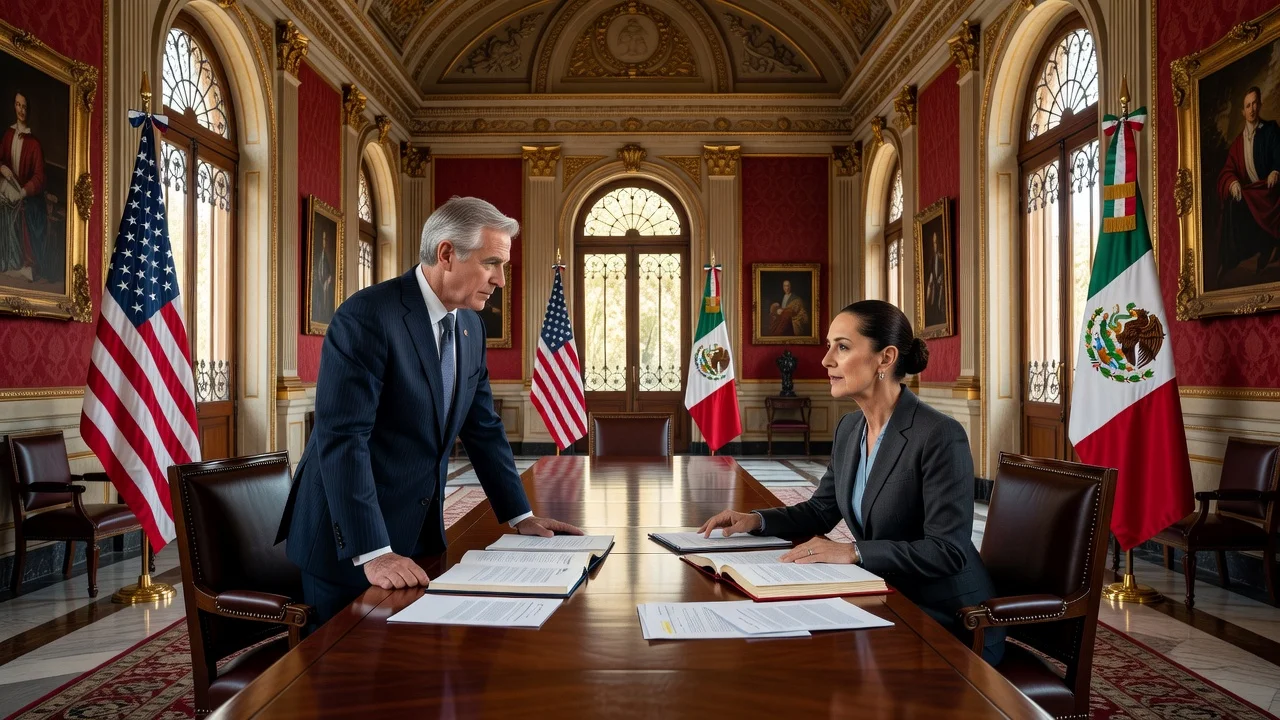 US Trade Representative Jamieson Greer meets President Claudia Sheinbaum at Palacio Nacional to advance T-MEC review.