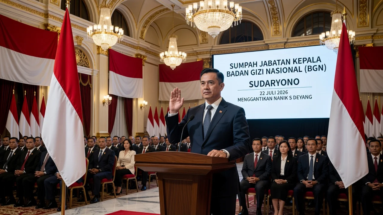 Sudaryono taking oath as new head of BGN in official ceremony