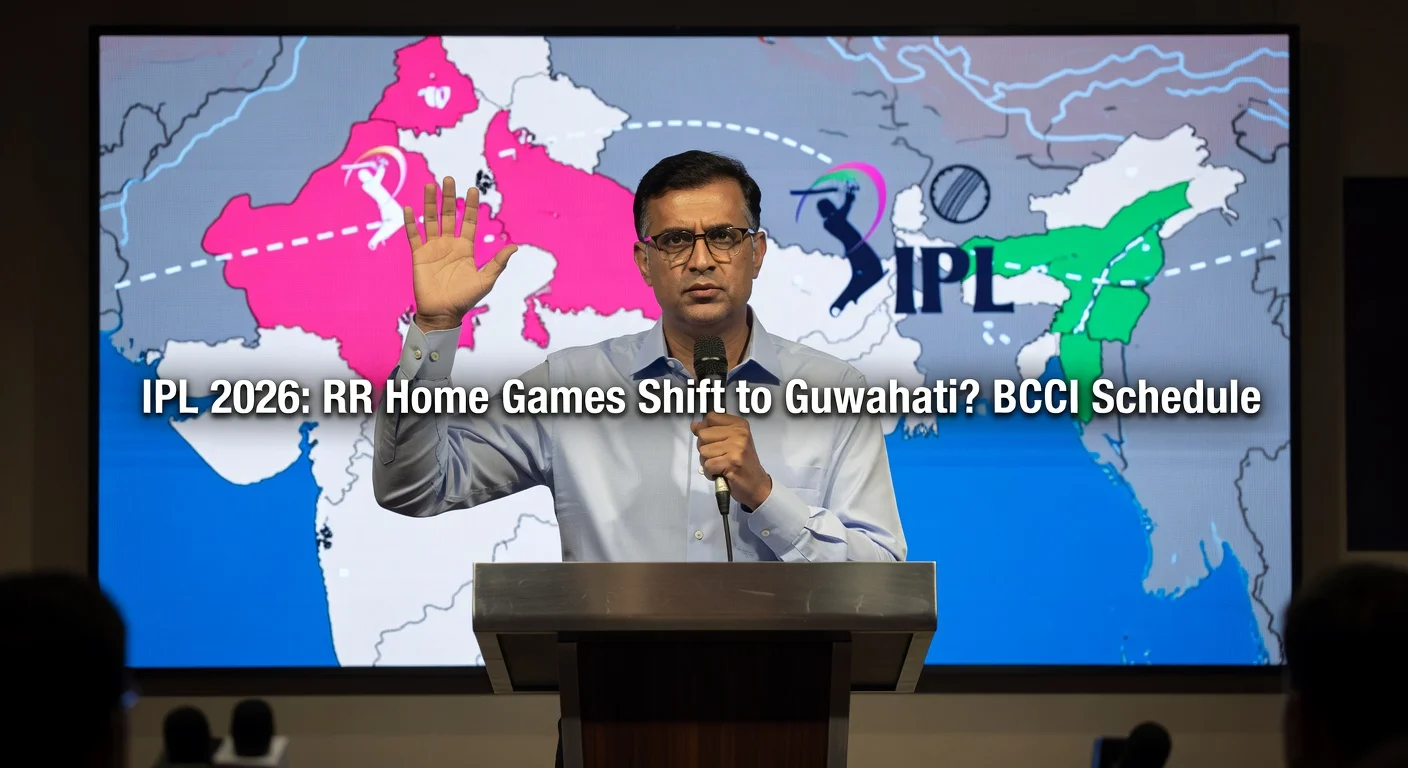 Aakash Chopra criticizes Rajasthan Royals' IPL 2026 home games move to Guwahati, with map showing geographical disconnect.