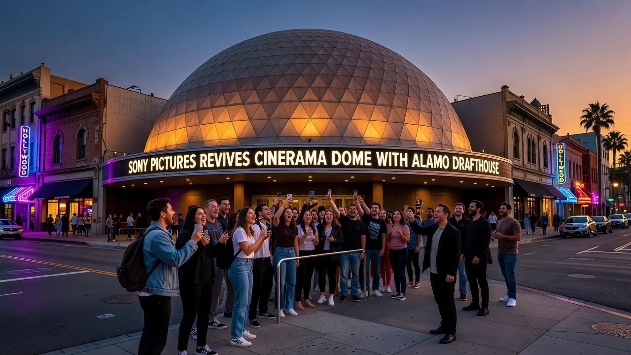Illustration of the Cinerama Dome being revived by Sony Pictures.