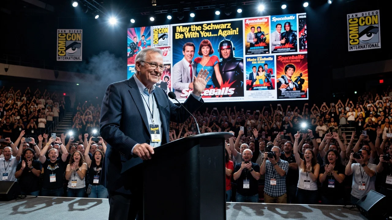 Rick Moranis receiving a standing ovation at the Spaceballs sequel Comic-Con panel