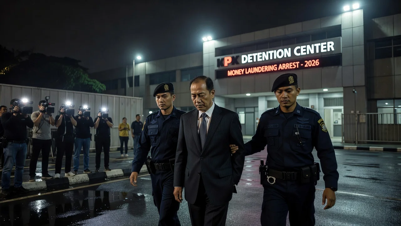 Illustration of Febrie Adriansyah's detention at the KPK center for alleged money laundering.