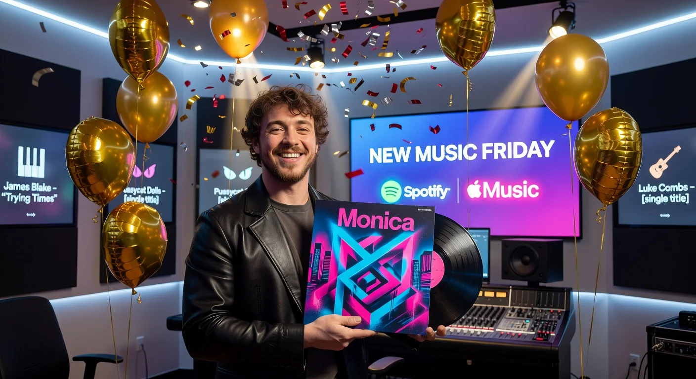 Jack Harlow releases new album 'Monica' on his 28th birthday, headlining New Music Friday alongside other major releases.