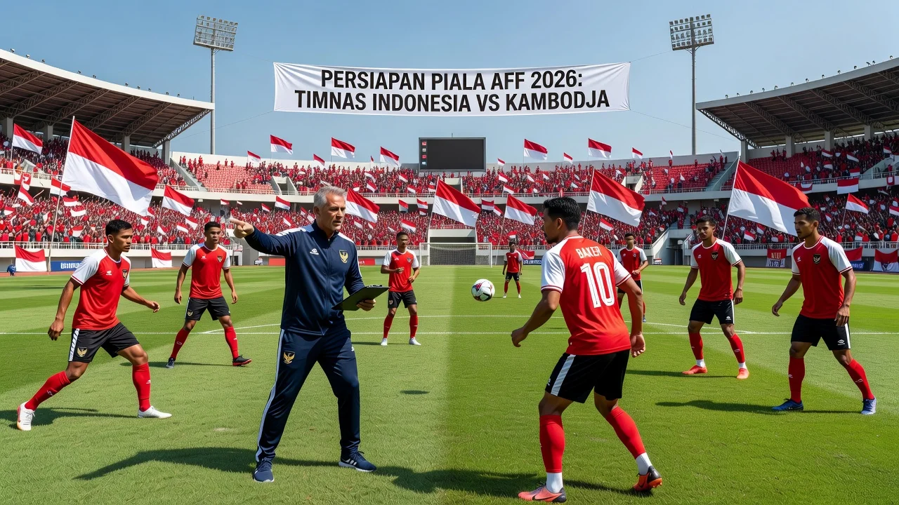 Timnas Indonesia team training at Pakansari Stadium for their AFF Cup match against Cambodia.