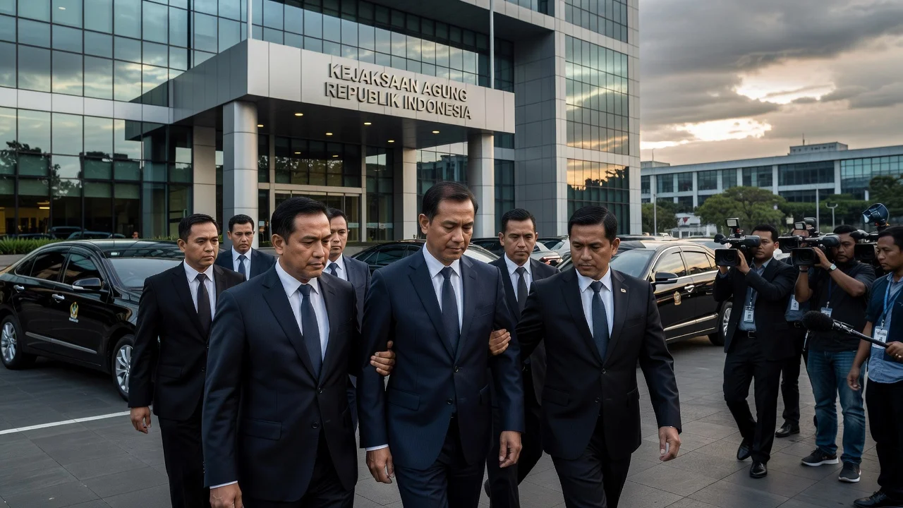 Illustration of former Special Crimes Deputy Attorney General Febrie Adriansyah detained without a vest in a money laundering case.