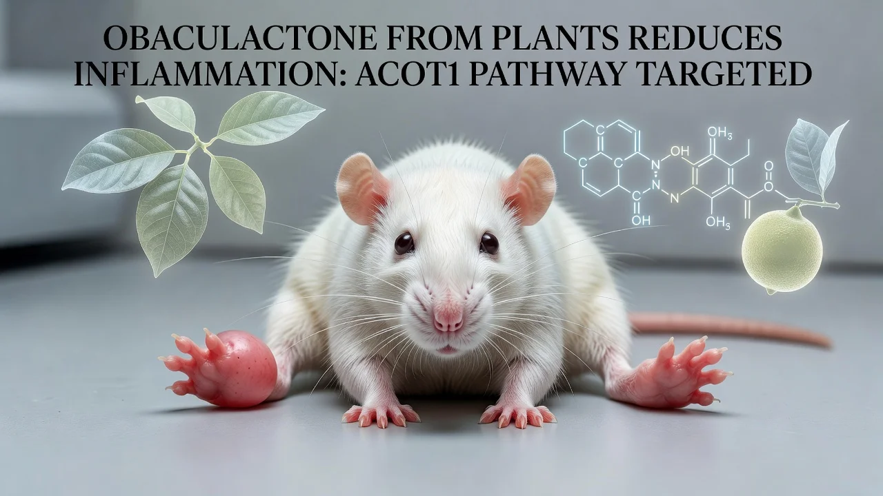 Illustration of a laboratory rat showing rheumatoid arthritis joint damage before and after plant compound treatment