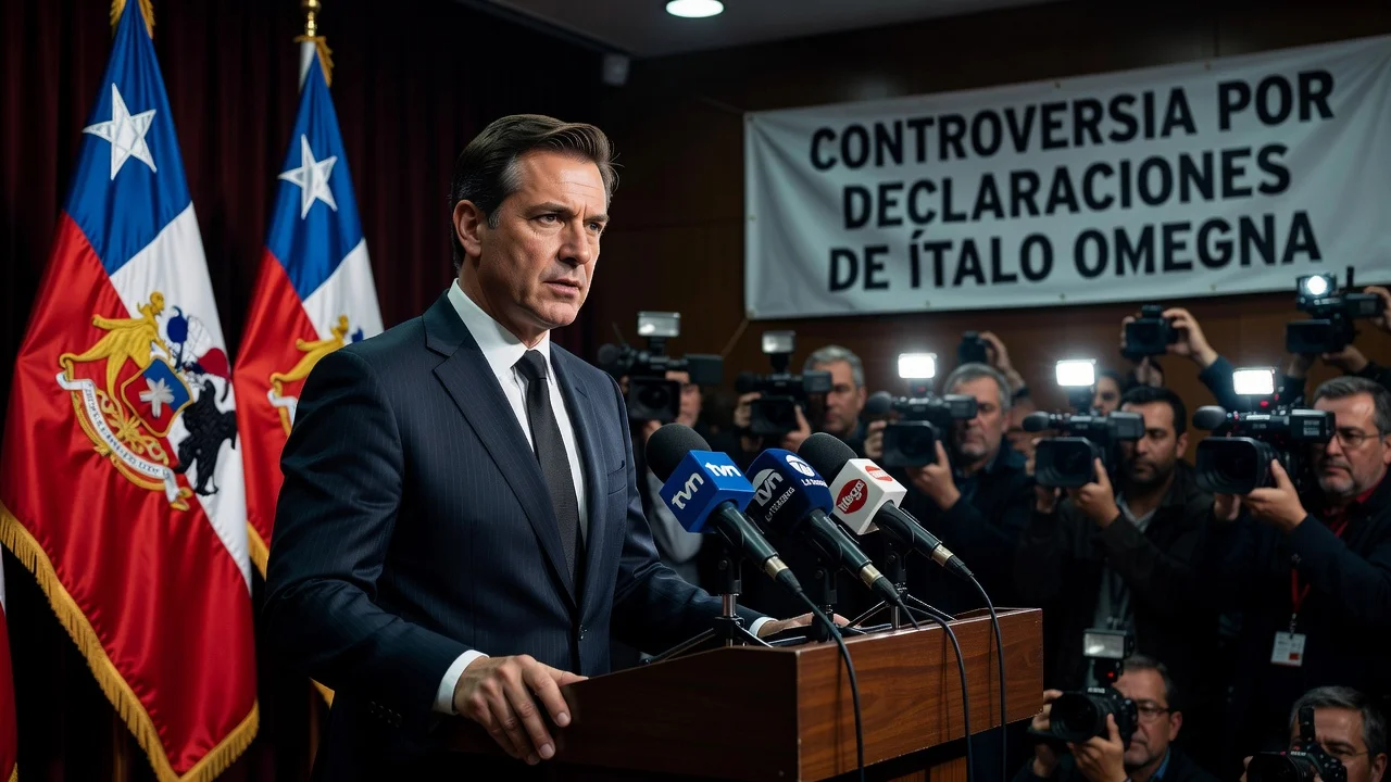 Johannes Kaiser speaking sternly at a press conference podium rejecting controversial remarks