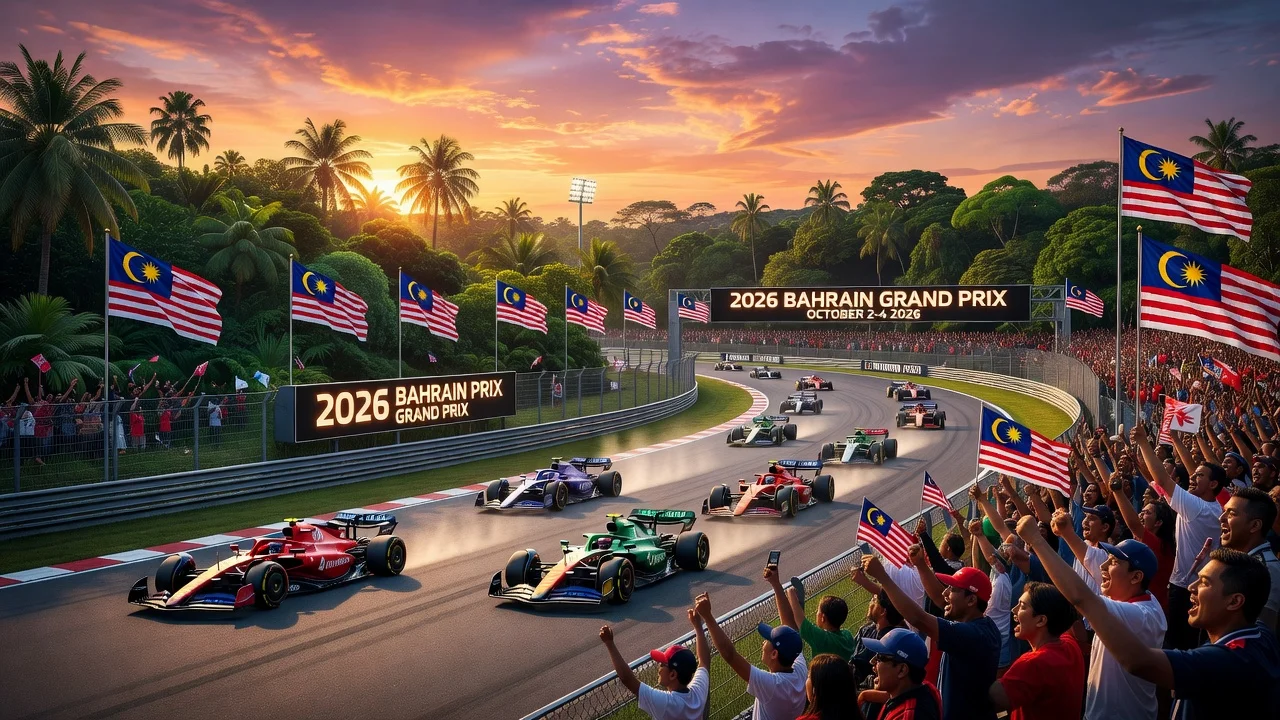 Formula 1 cars racing at Sepang for the 2026 Bahrain Grand Prix in Malaysia.