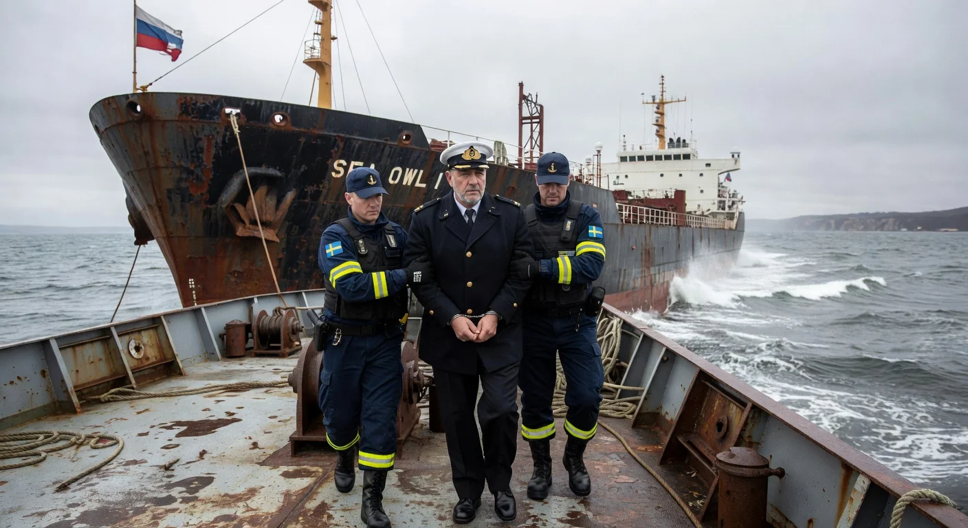 Swedish authorities arrest Russian captain of Sea Owl I tanker off Trelleborg amid shadow fleet investigation.