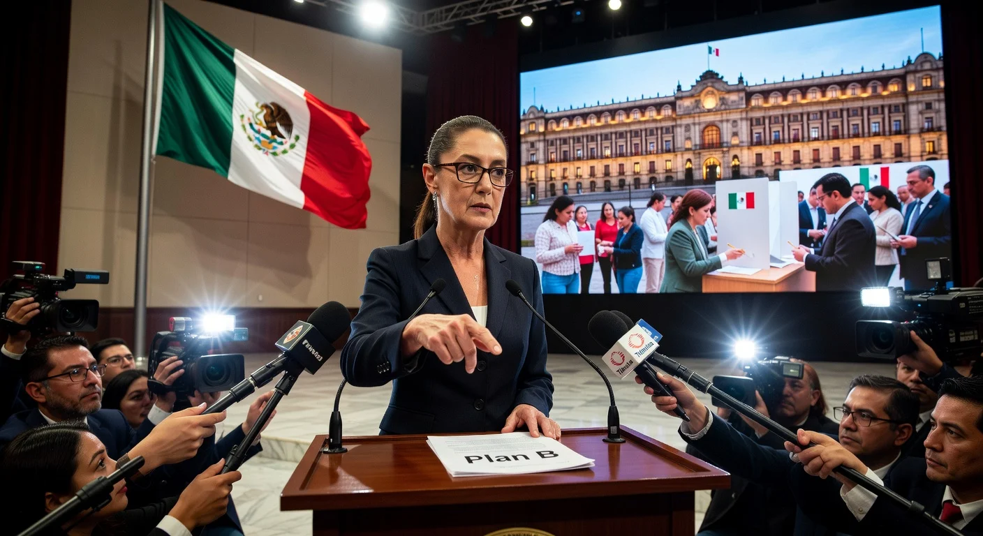 President Claudia Sheinbaum announces electoral reform Plan B at press conference, emphasizing citizen participation amid ally skepticism.