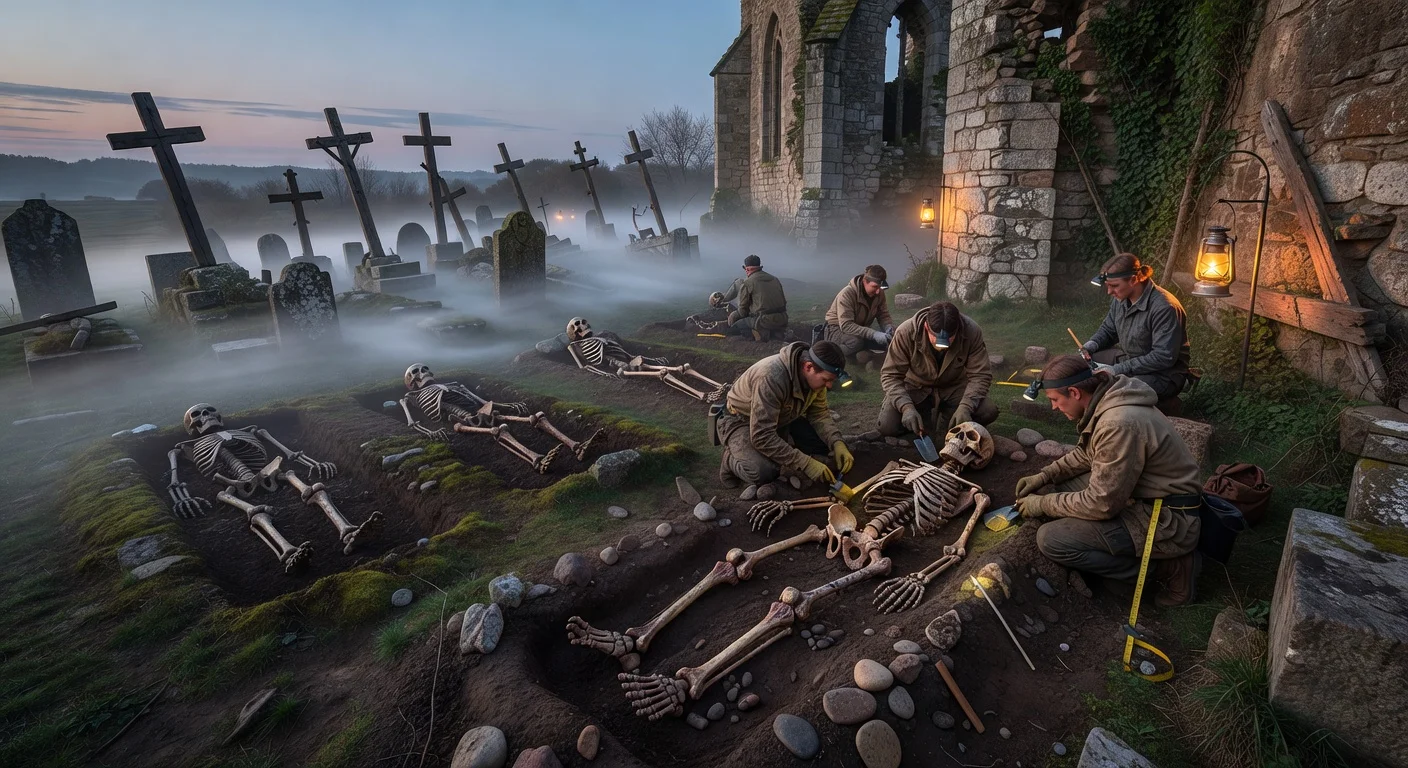 Archaeologists excavate a medieval Danish cemetery, revealing high-status graves of skeletons with leprosy and tuberculosis signs.