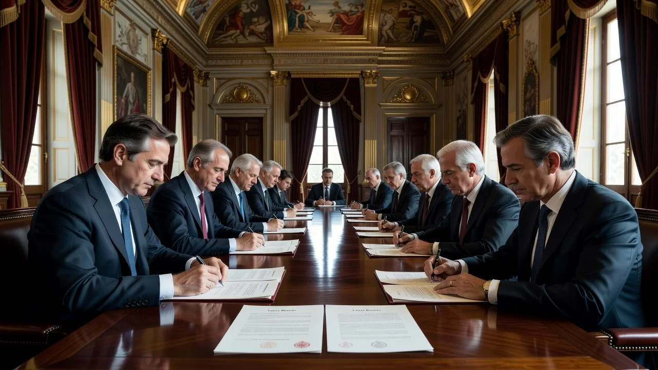 Council of Ministers granting partial pardons during a formal government meeting.