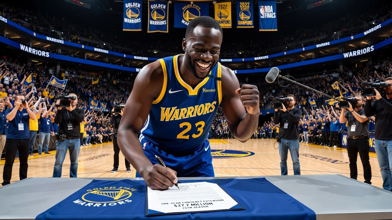 Draymond Green signing his contract with the Golden State Warriors