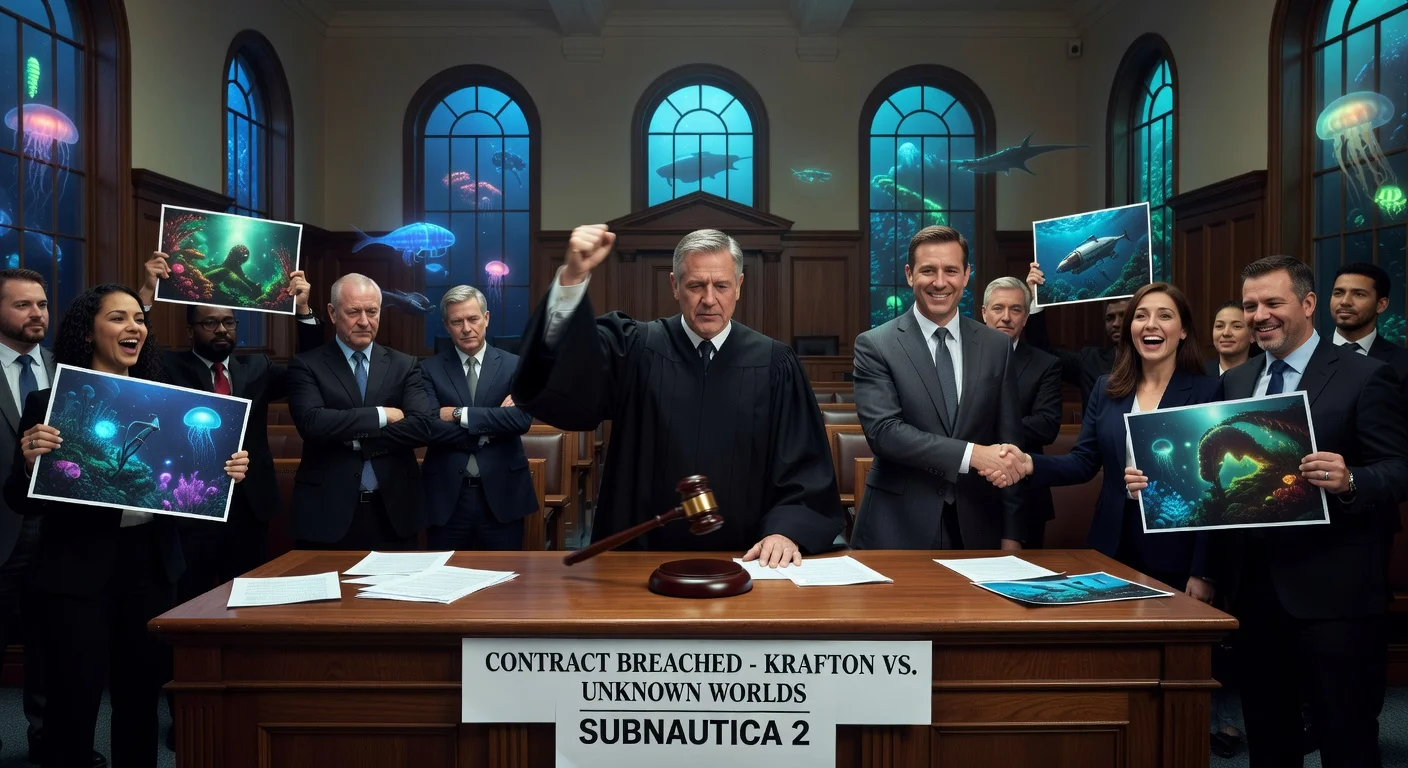 Delaware judge rules in favor of Unknown Worlds in Subnautica 2 contract dispute against Krafton, reinstating CEO Ted Gill.