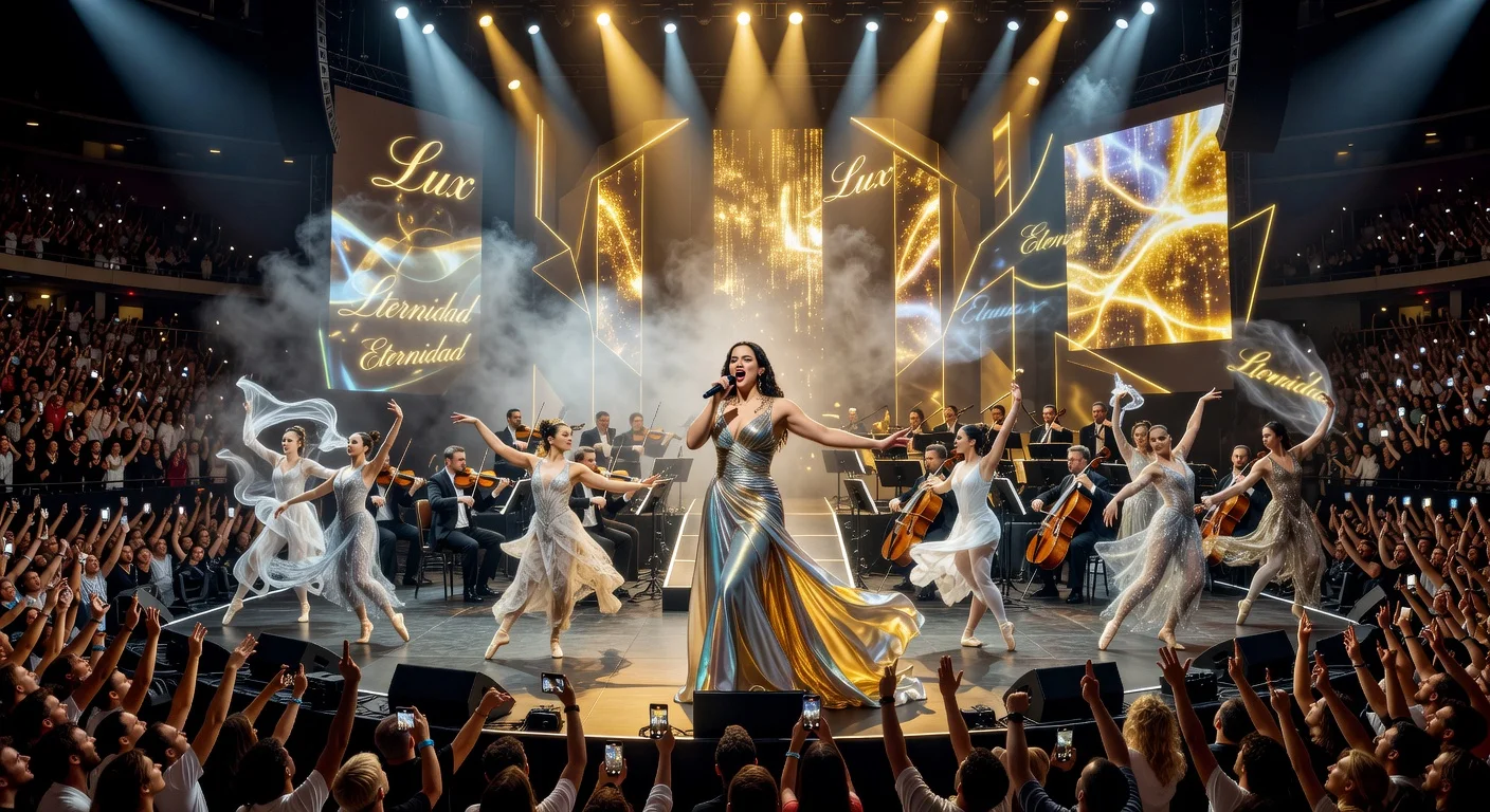 Rosalía captivates 15,000 fans at LDLC Arena in Lyon with her Lux World Tour opener, featuring dancers, orchestra, and dramatic staging.