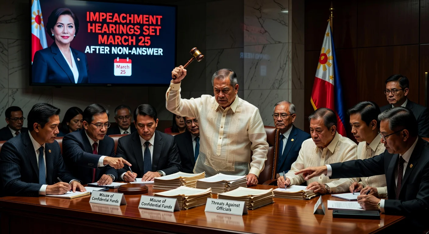 House Justice Committee in session announcing impeachment hearings for VP Sara Duterte on March 25 following her 'non-answer' to complaints.