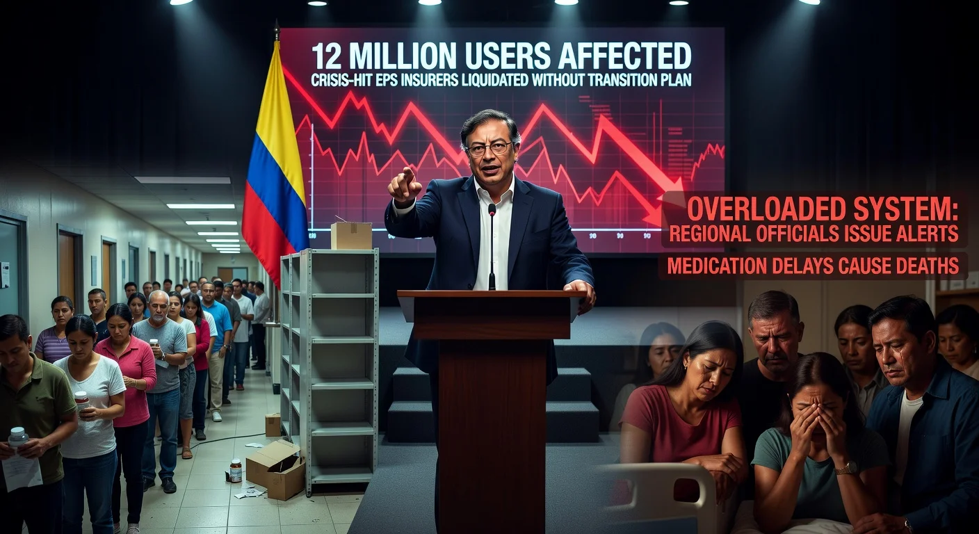 President Petro announces EPS liquidation impacting 12 million amid health service disruption fears and medication delay deaths.