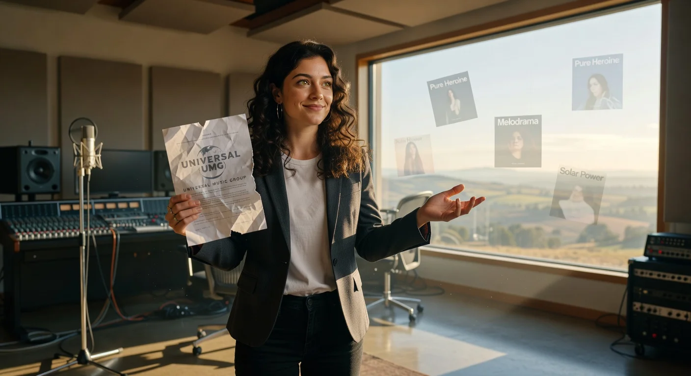 Illustrative portrait of Lorde symbolizing her new era as an independent artist after ending her UMG contract.