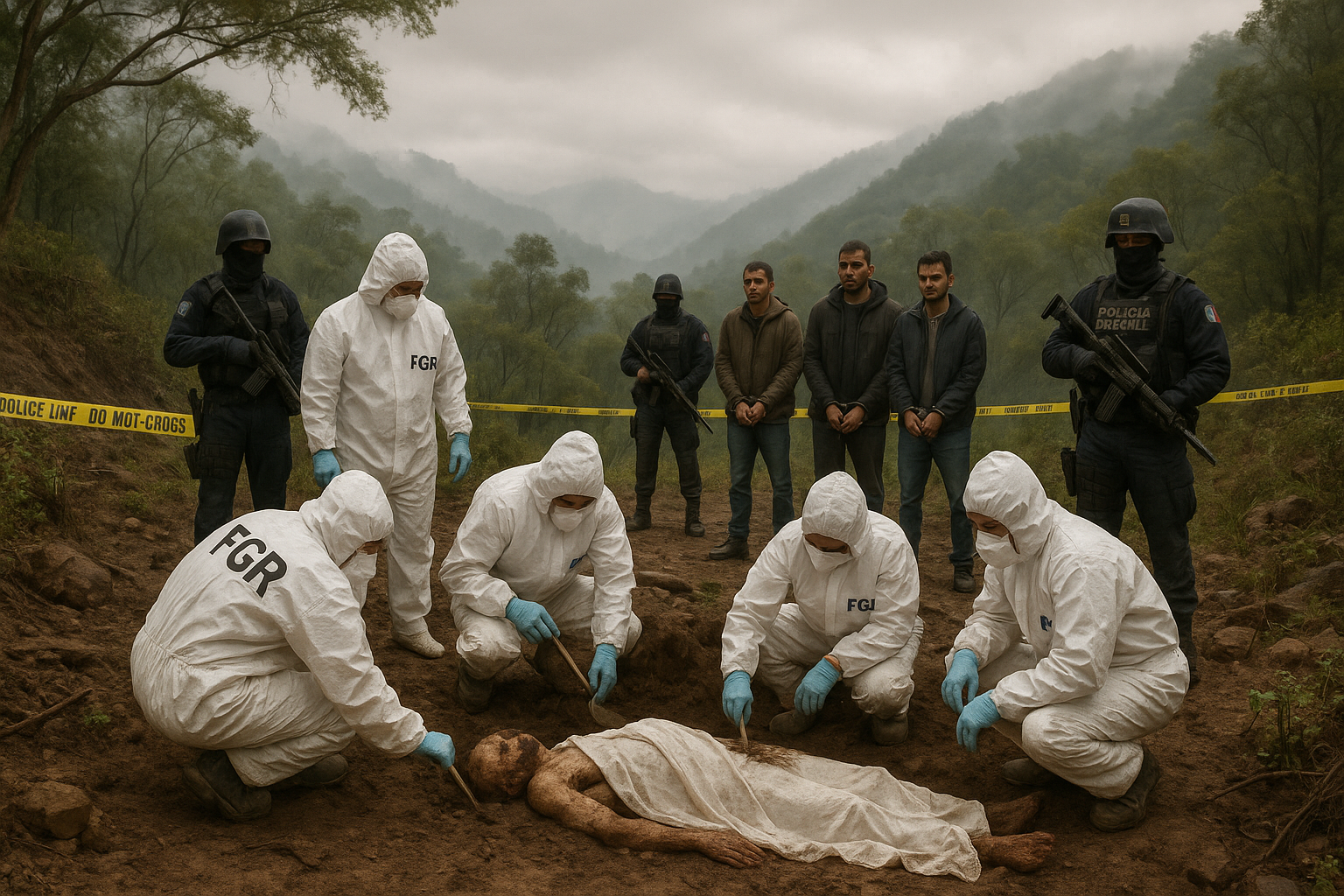 Mexican investigators uncover human remains at a kidnapping crime scene in Sinaloa's Concordia region.