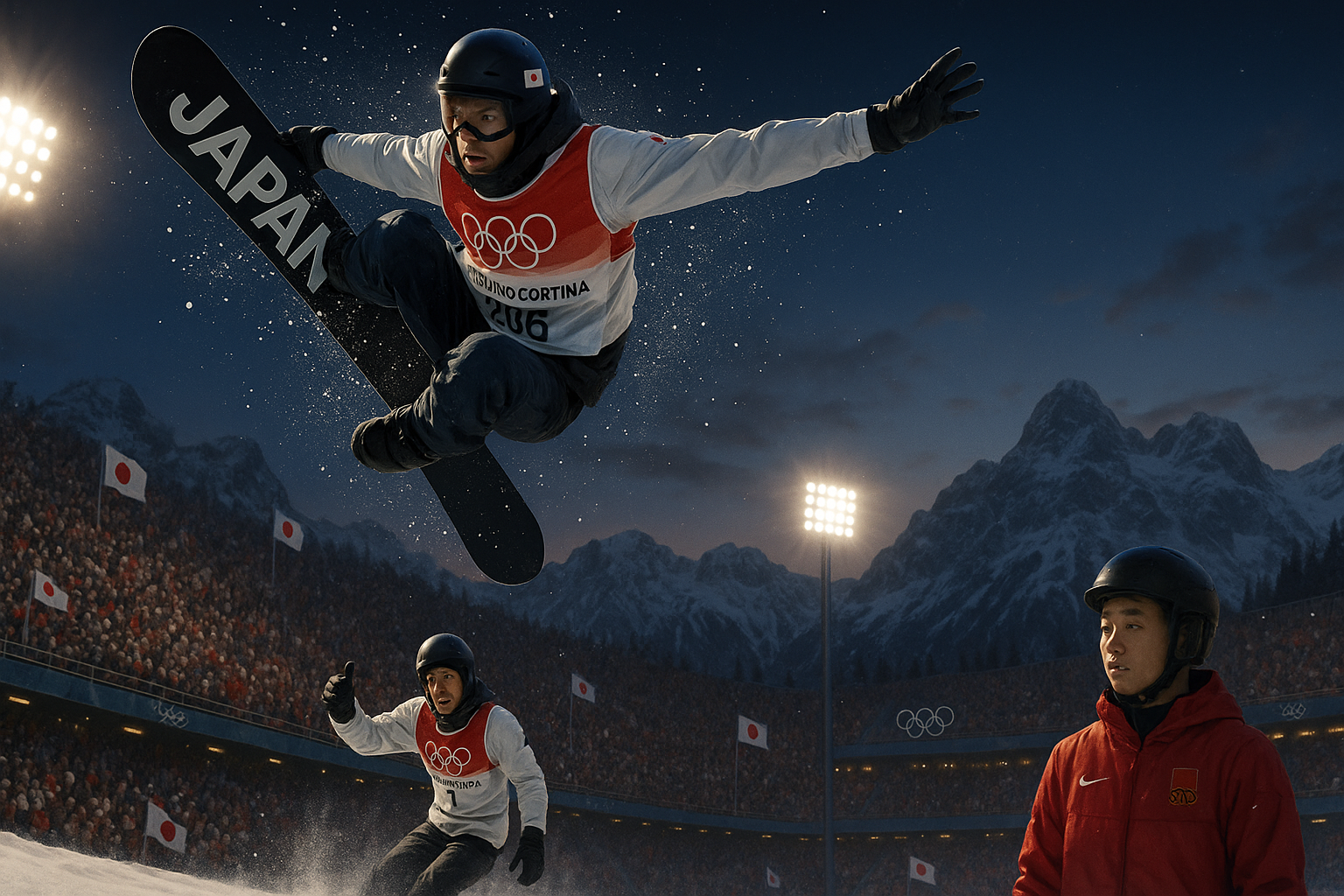 Japanese snowboarders Kira Kimura (gold) and Ryoma Kimata (silver) dominate men's big air at 2026 Winter Olympics.