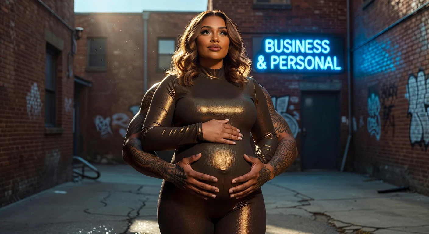 Latto shows off her baby bump in 'Business & Personal' music video with mystery tattooed hands on her belly.