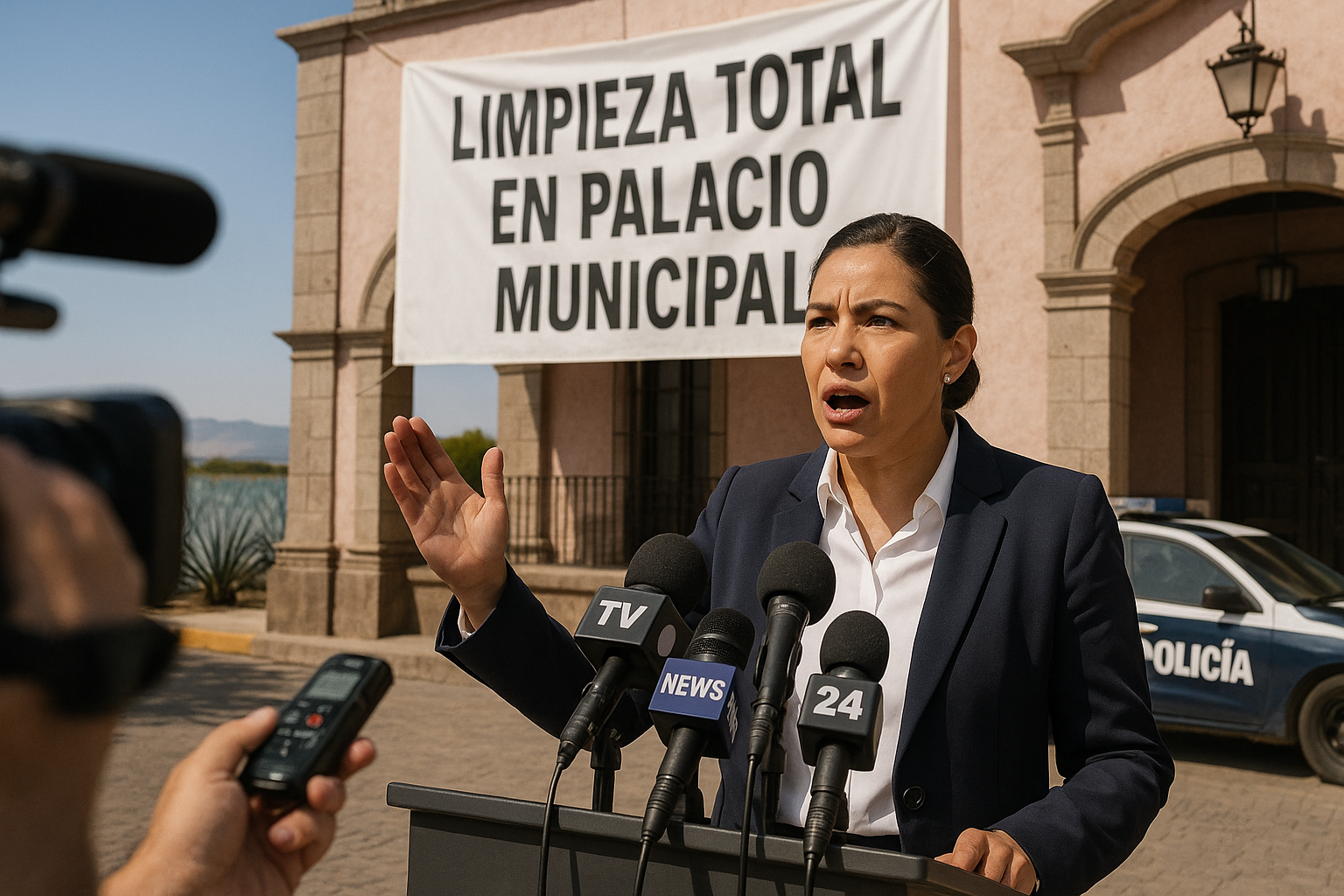 Interim Mayor Lorena Rodríguez pledges to clean up Tequila city hall at a press conference following predecessor's arrest for cartel ties.
