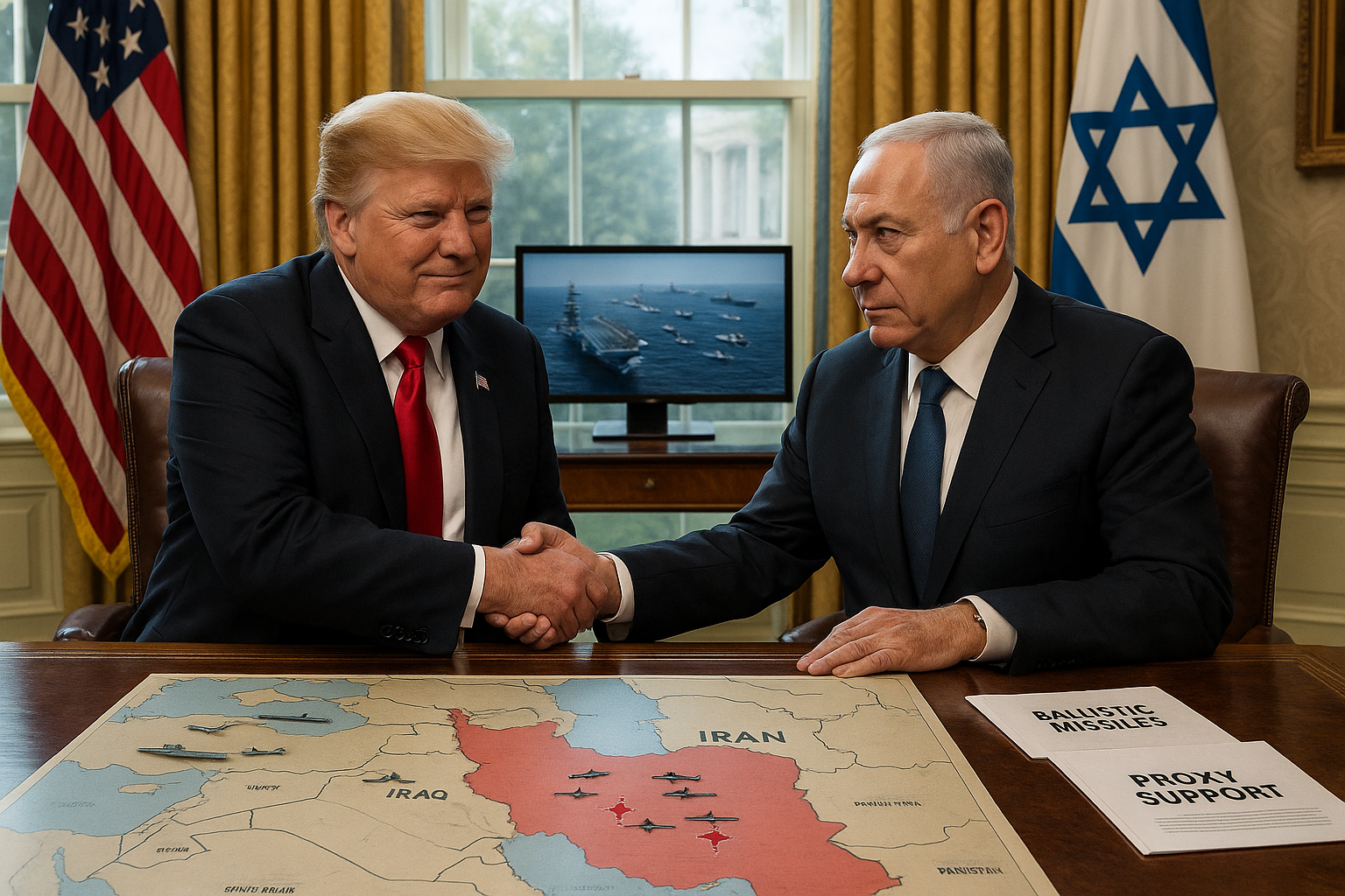 President Trump meets PM Netanyahu in Oval Office amid U.S. military buildup near Iran and nuclear talks.